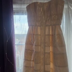 BCBG Cream Lace Dress with Black Accents